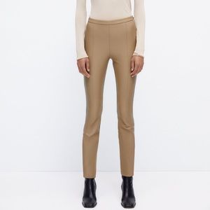 NEW Zara - Faux Leather Legging - Taupe Grey - Small